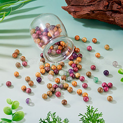 195Pcs 6 Styles Round Natural Purple Fluorite and Wood Beads Findings Kits&nbsp;G-KS0001-18