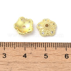 ラックメッキ真鍮ビーズキャップ  クリアキュービックジルコニア  長持ちメッキ  鉛フリー＆カドミウムフリー  花  18KGP本金メッキ  10x10x3mm  穴：1.6mm&nbsp;KK-B088-04C-G