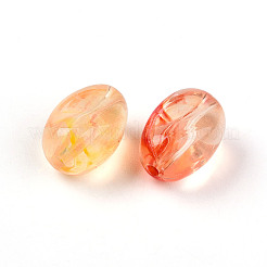 透明なアクリルビーズ  オーバル  ツートン  砂茶色  14x10x8.6mm  穴：1.8~2mm  約23個/20g&nbsp;X1-TACR-T028-38E