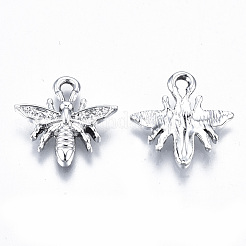 合金ペンダント  カドミウムフリー＆鉛フリー  蜂  プラチナ  16.5x16.5x2.5mm  穴：1.8mm&nbsp;PALLOY-T073-05P-RS