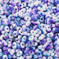 ツートンカラーのベーキングペイントガラスシードビーズ  丸い穴  ピーナッツ  モーブ  4.5x2.5x2.5mm  穴：1mm  約4500個/ポンド&nbsp;SEED-C003-01D