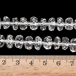天然石クオーツクリスタルビーズ連売り  水晶  ロンデル  多面カット  シードビーズで  11x6~6.5mm  穴：1.2mm  約47個/連  14.96インチ（38cm）&nbsp;G-L642-J05-01