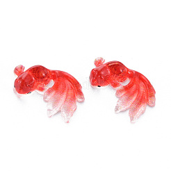 半透明の樹脂カボション  ツートン  魚  ミックスカラー  10.5x7.5x3mm&nbsp;CRES-Q216-005