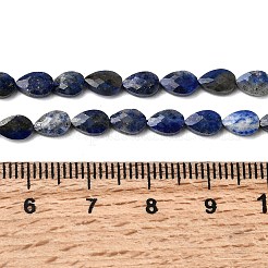 天然石ラピスラズリビーズ連売り  ティアドロップ  多面カット  6x4x2.5mm  穴：0.6mm  約62~68個/連  15.16~15.55''（38.5~39.5センチメートル）&nbsp;G-B159-A03