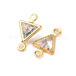 Brass Pave Clear Cubic Zirconia Connector Charms&nbsp;KK-Z121-06G-08