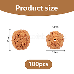 ルドラークシャ マーラービーズ 100個  サドルブラウン  13.5x12.5~13mm  穴：1.2mm&nbsp;FIND-DC0008-44A
