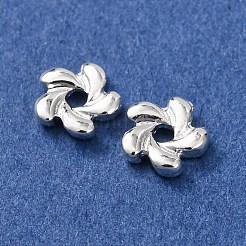合金ビーズ  花  長持ちメッキ  ラックめっき  銀  6x1.5mm  穴：1.4mm&nbsp;FIND-C092-01A-S