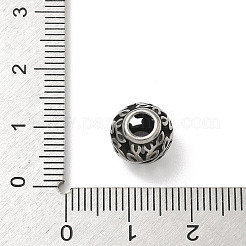 304ステンレススチールヨーロピアンビーズ  大穴ビーズ  ロンデル  アンティークシルバー  10.5x9.5mm  穴：4.5mm&nbsp;STAS-H238-09M-AS