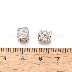 Column Brass Micro Pave Clear Cubic Zirconia European Beads&nbsp;KK-L237-017P