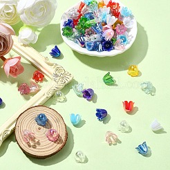 15 種類の UV メッキと不透明な虹彩アクリルビーズキャップ  DIY装飾用アクセサリー  花  ミックスカラー  11x8.5mm  穴：1.4~1.5mm  約15個/スタイル&nbsp;MACR-YW0003-08