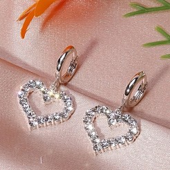 Heart Alloy Rhinestone Pendant Necklaces & Dangle Earring & Bracelets Sets for Women&nbsp;FS-WG56CAD-01