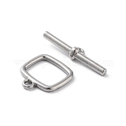 変色しない304ステンレススチールのトグル留め具  長方形  ステンレス鋼色  16x15x2mm  穴：1.8mm  バー：6x25x4mm  穴：1.6mm&nbsp;STAS-A092-07P