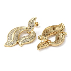 Rack Plating Brass Micro Pave Cubic Zirconia Dangle Stud Earrings&nbsp;EJEW-M230-03G