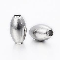 変色しない304ステンレススチールビーズ  ライス  ステンレス鋼色  7x4mm  穴：1.2mm&nbsp;X-STAS-H396-A-06P