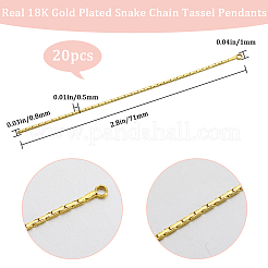 真鍮ボストンリンクチェーンタッセルペンダント20個  ニッケルフリー  18KGP本金メッキ  71x0.8x0.5mm  穴：1mm&nbsp;KK-BBC0013-70
