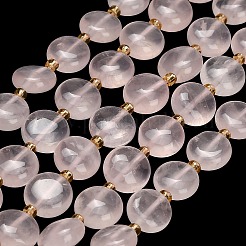 天然石ローズクォーツビーズ連売り  コインビーズ  シードビーズで  フラットラウンド  10~11x5mm  穴：1mm  約32個/連  15.35''（39センチメートル）&nbsp;G-H005-B15-01