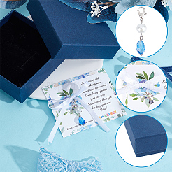 ガラスビーズの花嫁ブーケペンダント装飾  エンジェルウィングチャーム  花嫁への青い記念品ギフト  プラチナ  45mm&nbsp;HJEW-GO00081-10