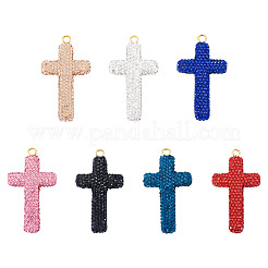 8個 8色 ハンドメイド ポリマークレイ パヴェ ラインストーン ビッグペンダント  クロス  ミックスカラー  64~66x36~38mm  1pc /カラー&nbsp;RB-BT0001-03