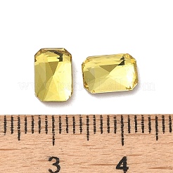ガラスラインストーンカボション  ポイントバック＆バックメッキ  多面カット  長方形  ミックスカラー  8x5.5x2.5mm&nbsp;RGLA-P037-04B-D