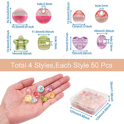 200Pcs 4 Style 1-Hole Transparent Acrylic Buttons&nbsp;TACR-PJ0001-04