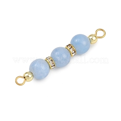 5Pcs 5 Styles Natural Green Aventurine & Rose Quartz & Amethyst & Dyed White Jade & Citrine Round Beaded Connector Charms&nbsp;PALLOY-JF04361