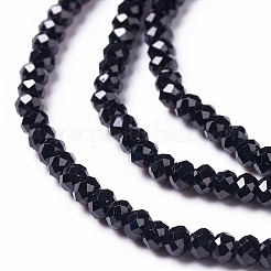 天然石ブラックスピネルビーズ連売り  多面カット  ロンデル  3x2mm  穴：0.5mm  約185個/連  15.16インチ（38.5cm）&nbsp;G-L581B-001