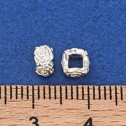 真鍮ビーズ  カドミウムフリー＆ニッケルフリー＆鉛フリー  花  925銀メッキ  5x5x3.5mm  穴：2.5x2.5mm&nbsp;KK-H513-05S