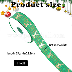 ポリエステルリボン1ロール  鹿  ギフト包装用  ライムグリーン  1インチ（25mm）  約25.00ヤード（22.86メートル）/秒&nbsp;SRIB-CY0001-30