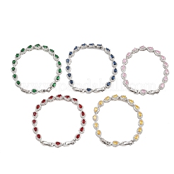 Platinum Tone Brass Micro Pave Cubic Zirconia Tennis Bracelets&nbsp;BJEW-B160-05P