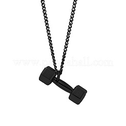 ダンベル 304 ステンレススチール ペンダントネックレス  ブラック  25.59インチ（65cm）&nbsp;FS-WGFA125-01