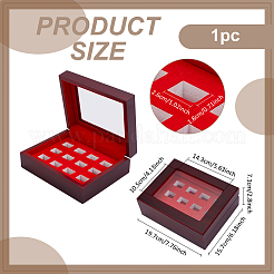 12-Slot Wood Championship Ring Display Cases&nbsp;CON-WH0123-25