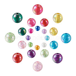 クリアクラックアクリルビーズ  ABカラー  ラウンド  ミックスカラー  8~12mm  穴：0.25~2mm  450個/セット&nbsp;CACR-TA0001-03