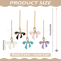 5Pcs Bowknot Alloy Enamel Charms Ceiling Fan Pull Chain Extenders&nbsp;HJEW-LP00055