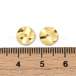真鍮製スペーサービーズ  ウェーブフラットラウンド  18KGP本金メッキ  8x1.2mm  穴：1mm&nbsp;KK-D375-19G-01