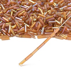 Abカラーメッキガラスラッパビーズ  透明色の虹  インディアンレッド  6x2mm  穴：1mm  約450 G /袋  約1111個/50g&nbsp;X-SEED-R012-162C