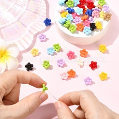 1つ穴アクリルシャンクボタン  花  ミックスカラー  11x7mm  穴：2mm&nbsp;MACR-CJZ0001-01