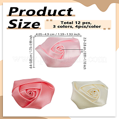 ポリエステルとフェルトの花のヘアピンアクセサリー12個3色  ミックスカラー  49x50.5x28mm  4個/カラー&nbsp;DIY-LP0005-94