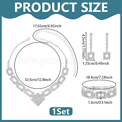 1 Bag Rhombus & Square Crystal Rhinestone Stud Earrings & Chain Necklaces & Bracelets&nbsp;SJEW-UN0001-26