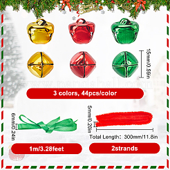 DIYクリスマスリース作りキット  鉄の鈴チャームを含む  シングルフェイスサテンリボン  パイプクリーナー  ミックスカラー&nbsp;DIY-SC0027-70