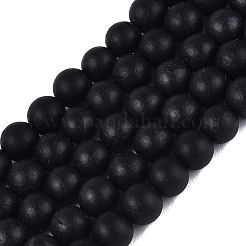 Natural Black Stone Bead Strands&nbsp;G-R193-01-6mm