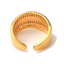 Brass Micro Pave Cubic Zirconia Cuff Rings for Women&nbsp;RJEW-G325-11D-GP