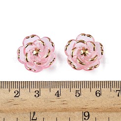 プラスチックビーズ  花  ゴールドライン入り  ピンク  18.5x7mm  穴：1.6mm  約511個/500g&nbsp;KY-G032-05E