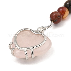 Natural & Synthetic Gemstone Heart Keychain&nbsp;G-Z033-11P