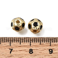 真鍮製エナメルビーズ  サッカー  ゴールドカラー  8mm  穴：1.6mm&nbsp;KK-Z163-06G-B01