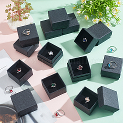 テクスチャ紙ジュエリー ギフト ボックス  中にスポンジマット付き  正方形  ブラック  5.1x5.1x3.3cm  内径：4.6x4.6のCM  深さ：3cm  24個/セット&nbsp;OBOX-NB0001-10A-02