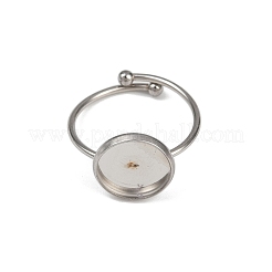 304ステンレススチールカフリング部品  ベゼルカップリングのセッティング  フラットラウンド  ステンレス鋼色  トレイ：12mm  内径：18mm&nbsp;STAS-D372-03P-03