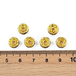 真鍮製ラインストーンスペーサービーズ  グレードAAA  ストレートフランジ  ニッケルフリー  ゴールデンの金属色  ロンデル  ジェット  8x3.8mm  穴：1.5mm&nbsp;RB-A014-Z8mm-02G-NF