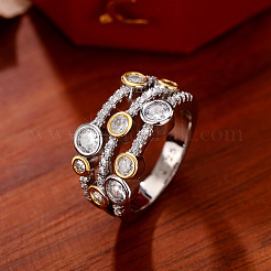Brass Micro Pave Clear Cubic Zirconia Finger Rings&nbsp;WG13FF2-01
