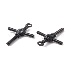合金ペンダント  クロス  電気泳動黒  39.5x25x5mm  穴：3.5mm&nbsp;PALLOY-F281-10EB