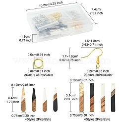 DIY Teardrop/Rectangle & Resin & Walnut Wood Dangle Earrings Making Kits&nbsp;RESI-FS0001-85